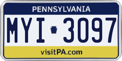 PA license plate MYI3097
