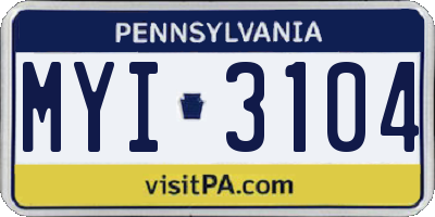 PA license plate MYI3104