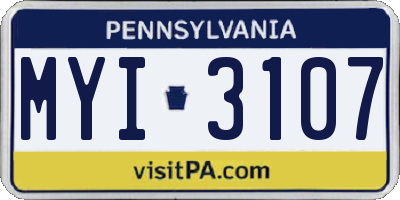 PA license plate MYI3107