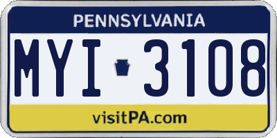 PA license plate MYI3108