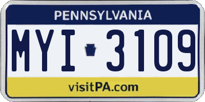 PA license plate MYI3109