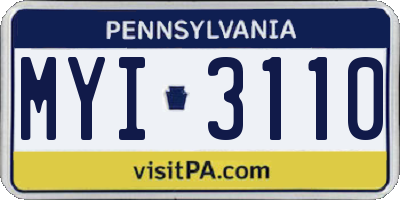 PA license plate MYI3110