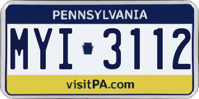 PA license plate MYI3112