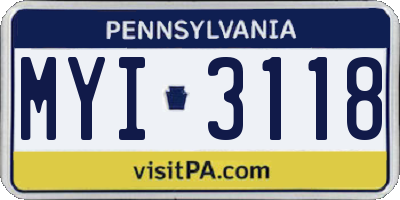 PA license plate MYI3118
