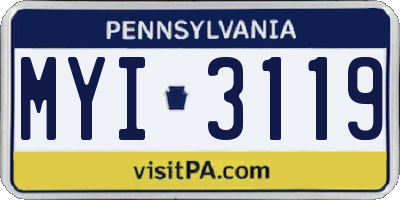 PA license plate MYI3119