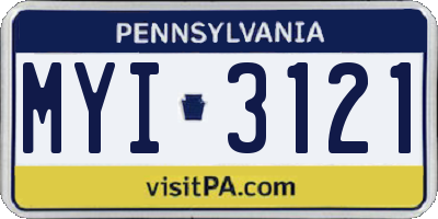 PA license plate MYI3121