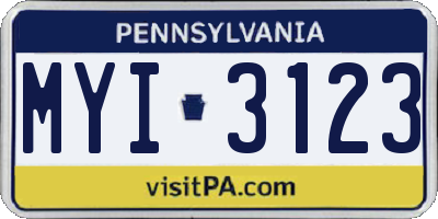 PA license plate MYI3123