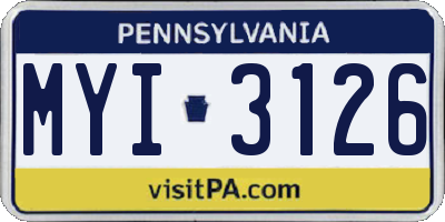 PA license plate MYI3126
