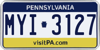 PA license plate MYI3127