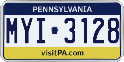 PA license plate MYI3128