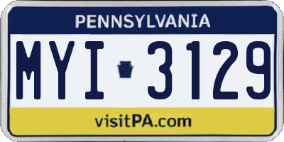 PA license plate MYI3129