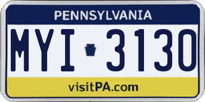 PA license plate MYI3130