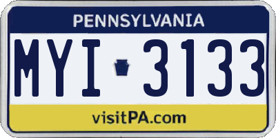 PA license plate MYI3133