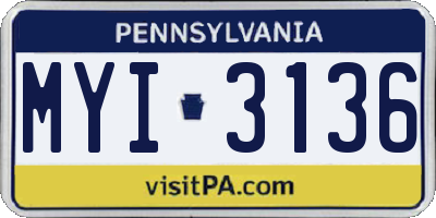 PA license plate MYI3136