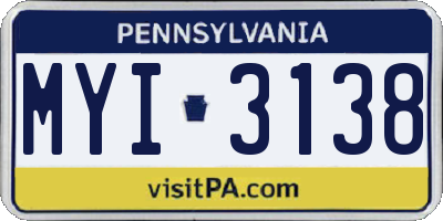 PA license plate MYI3138