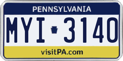 PA license plate MYI3140
