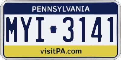 PA license plate MYI3141