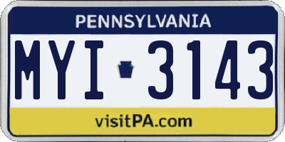 PA license plate MYI3143