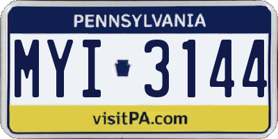 PA license plate MYI3144