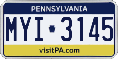 PA license plate MYI3145