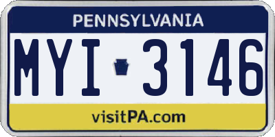 PA license plate MYI3146