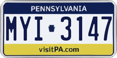 PA license plate MYI3147