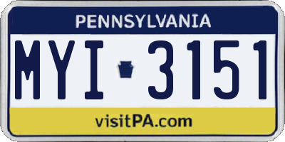 PA license plate MYI3151