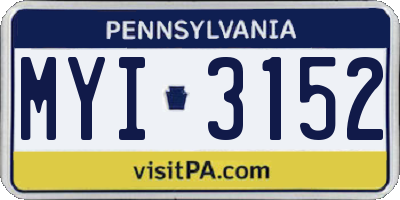 PA license plate MYI3152
