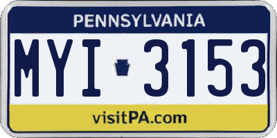 PA license plate MYI3153