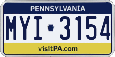 PA license plate MYI3154