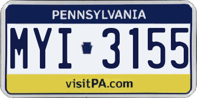 PA license plate MYI3155