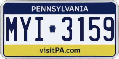 PA license plate MYI3159