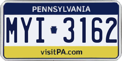 PA license plate MYI3162