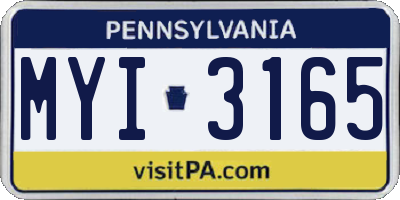 PA license plate MYI3165