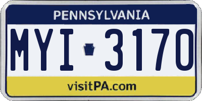 PA license plate MYI3170