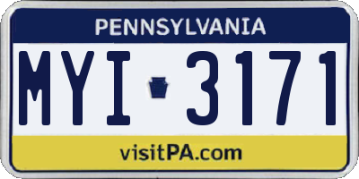 PA license plate MYI3171