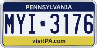 PA license plate MYI3176