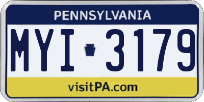 PA license plate MYI3179