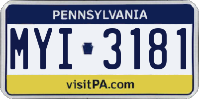PA license plate MYI3181