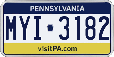 PA license plate MYI3182
