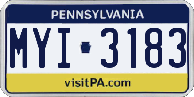 PA license plate MYI3183