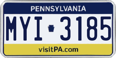 PA license plate MYI3185