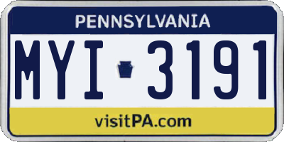 PA license plate MYI3191
