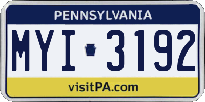 PA license plate MYI3192
