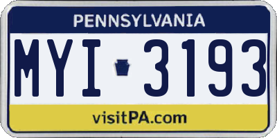 PA license plate MYI3193