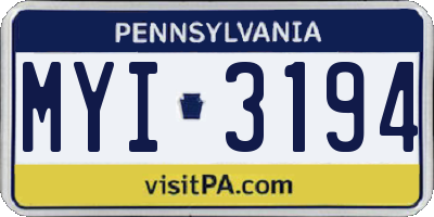 PA license plate MYI3194