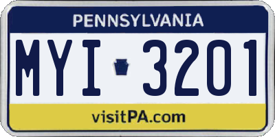 PA license plate MYI3201