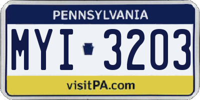 PA license plate MYI3203