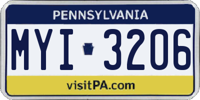 PA license plate MYI3206