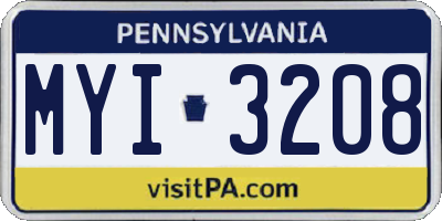 PA license plate MYI3208